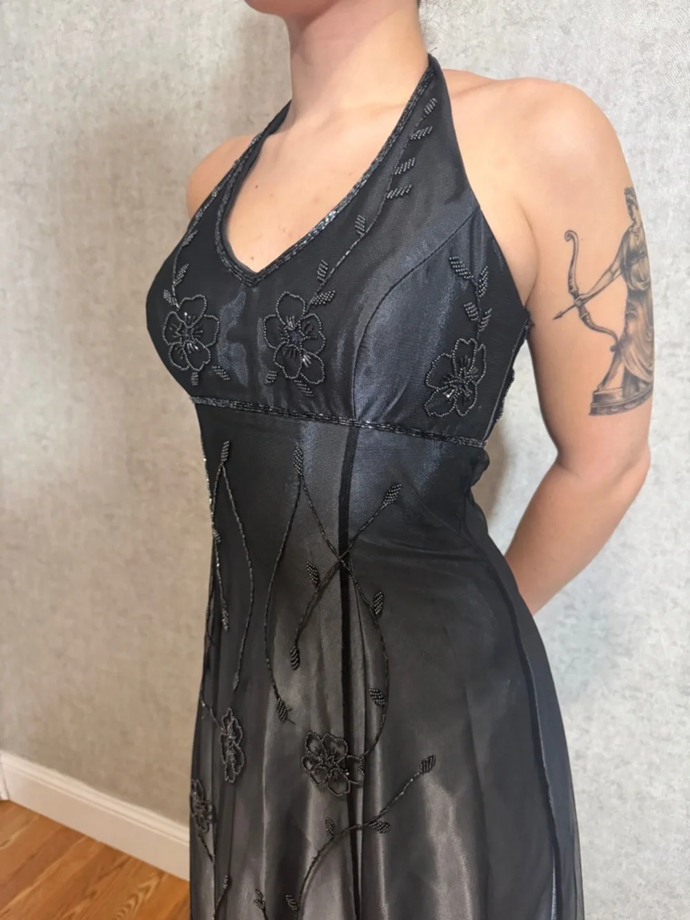 Vintage Cache Beaded Halter Neck Evening Dress with beaded details - Picture 6 of 11